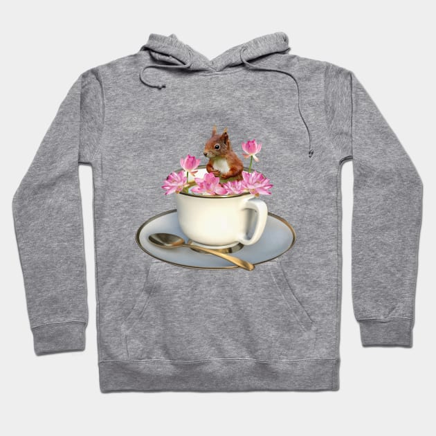 Squirrel Coffee cup Lotos Flower Hoodie by Move-Art